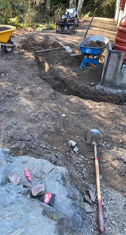 Digging out and preparing the base for a new path